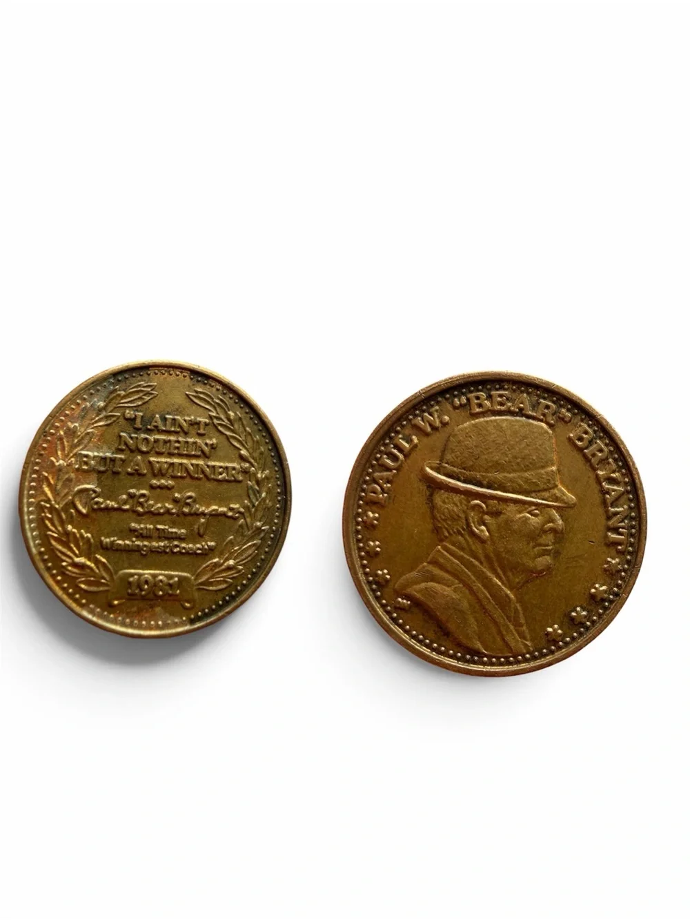 Bronze ALABAMA FOOTBALL Paul 'Bear' Bryant Commemorative Medallion